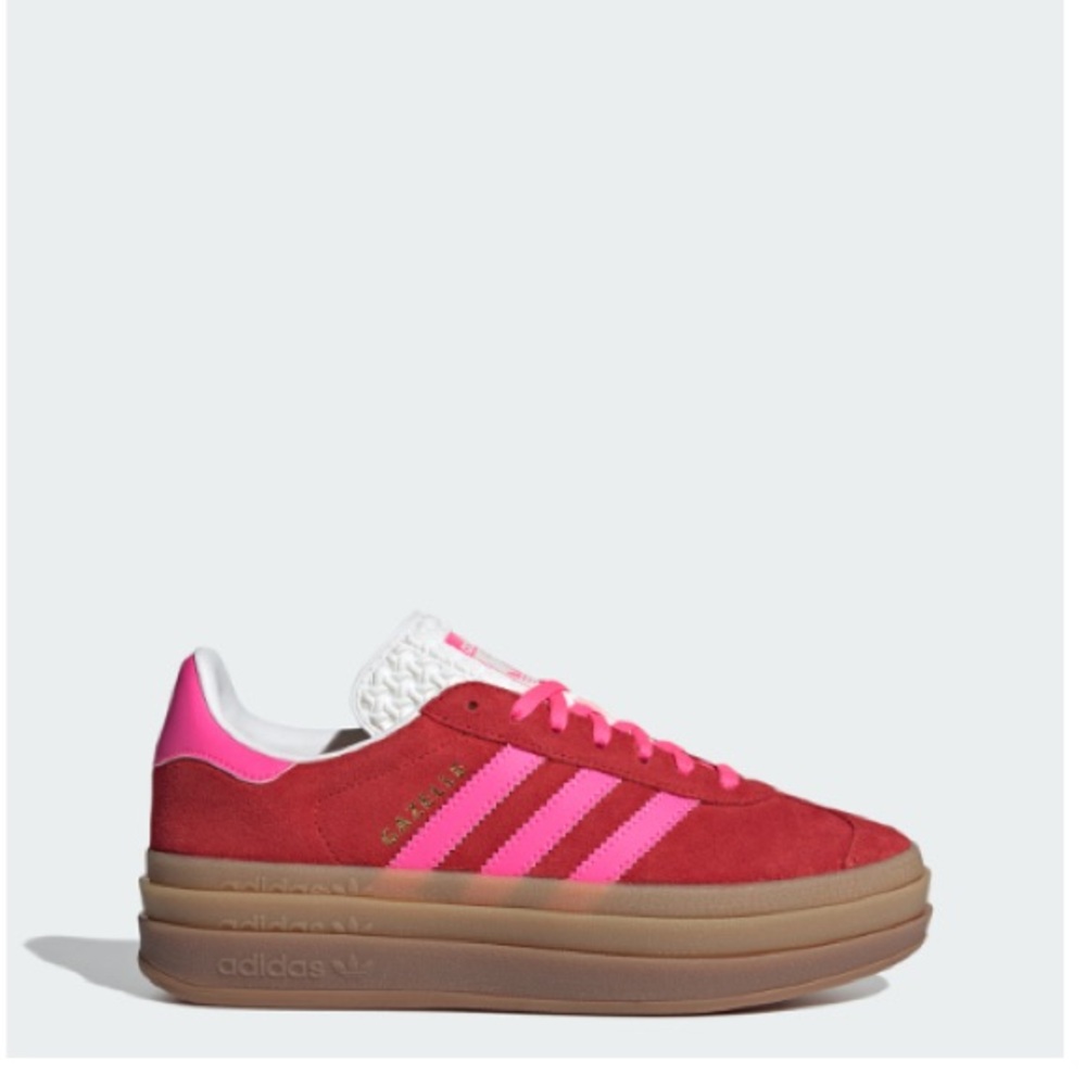 NEW Adidas Gazelle Bold Platform Sneaker - Size 8 - Collegiate Red & Lucid Pink